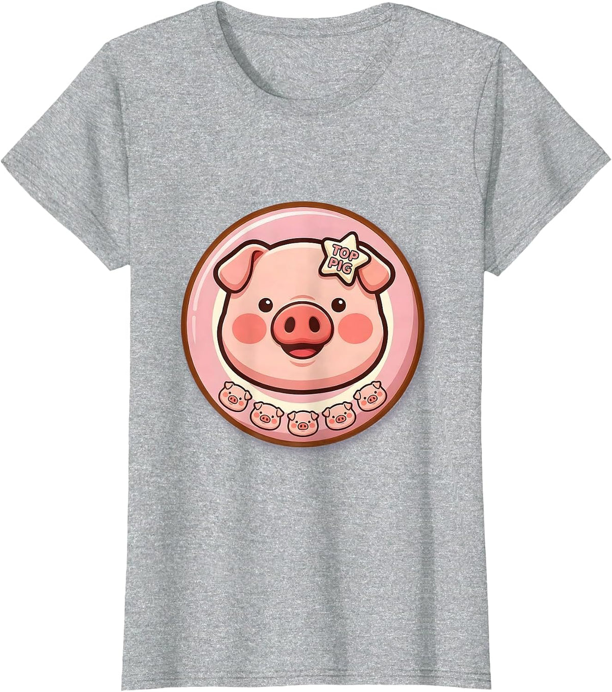 Top Pig Cute Kawaii Pig Lover Halloween Costume Humor T-Shirt - Heather Grey