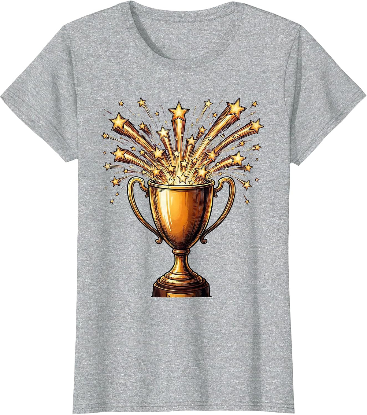 Special Education Trophy Stars Illustration T-Shirt - Heather Grey