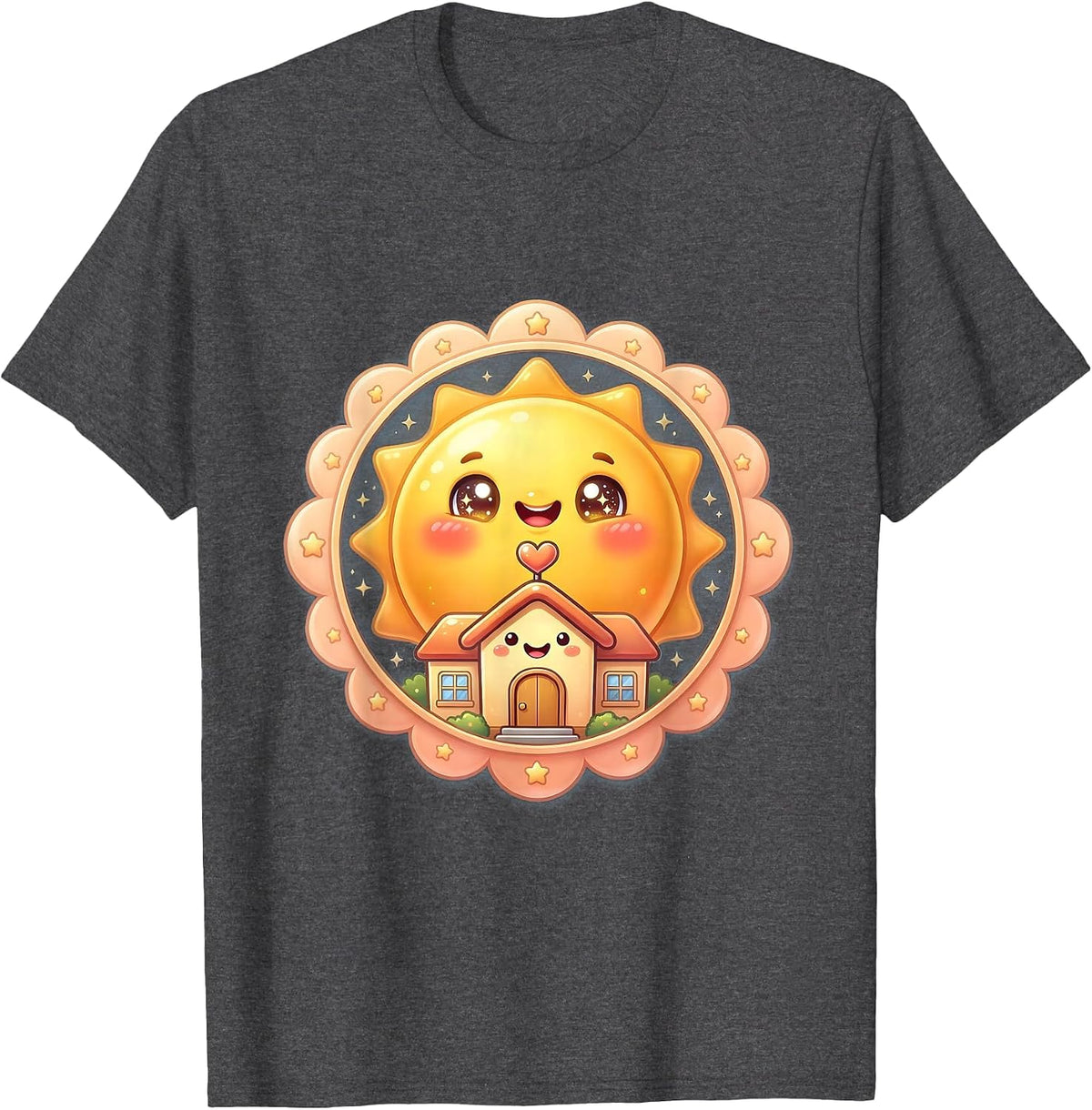 Special Education Teacher Sunrise Schoolhouse Design T-Shirt - Dark Heather Grey