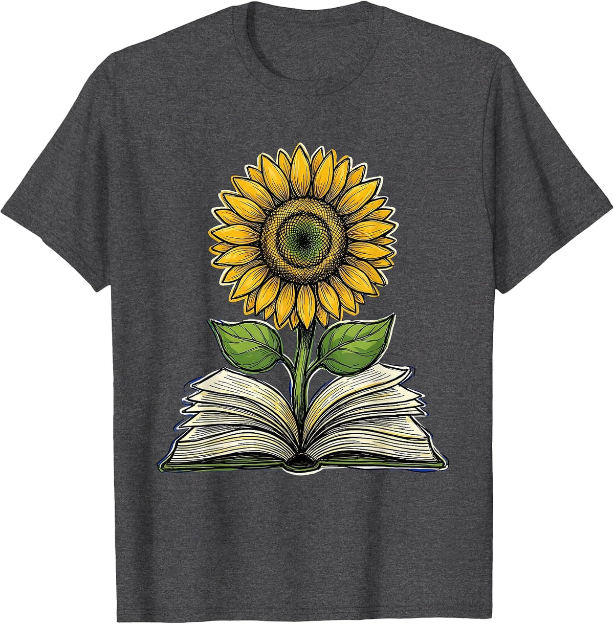 Men's Special Education Teacher Sunflower Textbook Gift T-Shirt - Dark Heather Grey