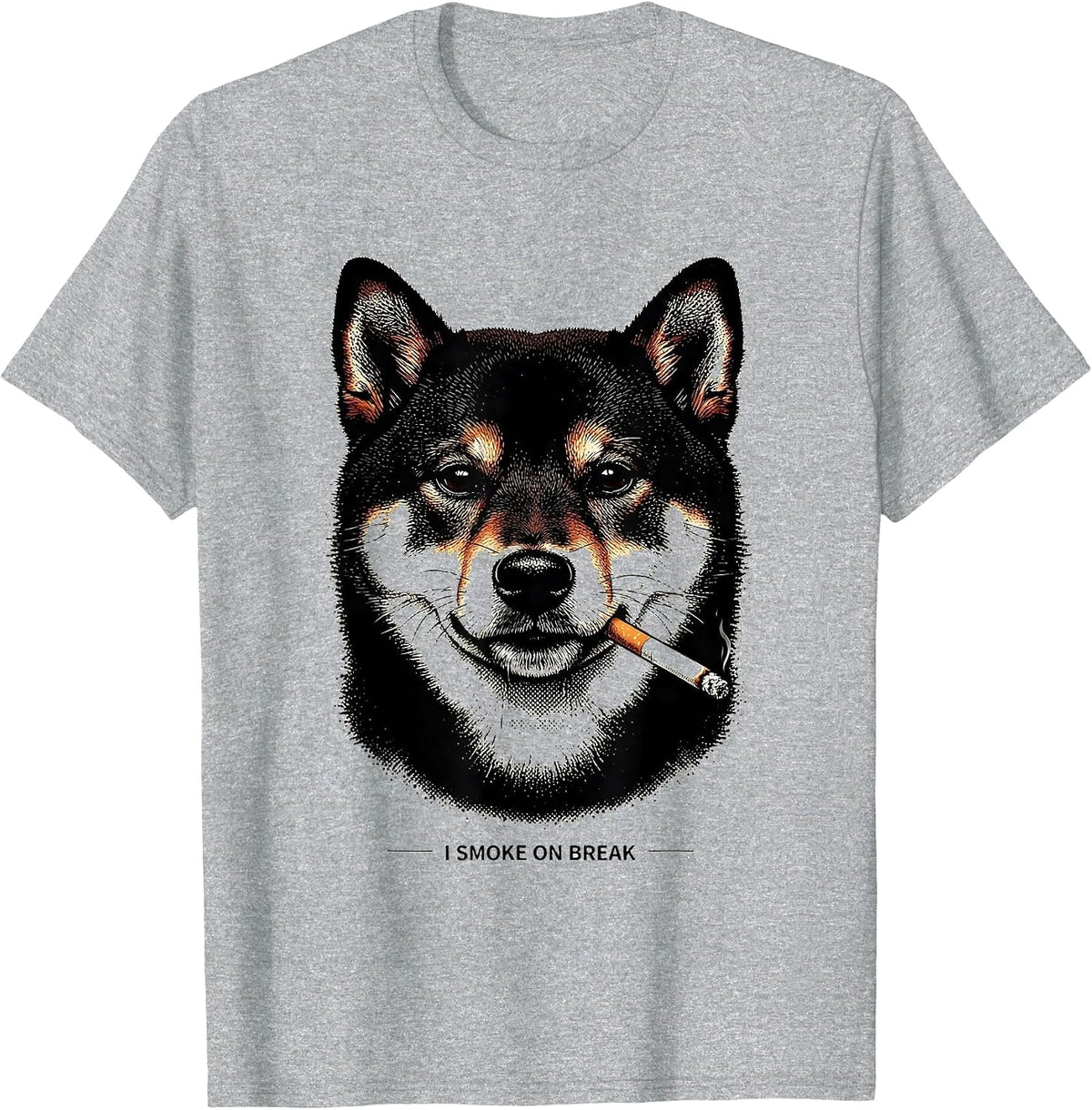 Men's I Smoke On Break Funny Shiba Inu Dog Meme Humor T-Shirt - Heather Grey