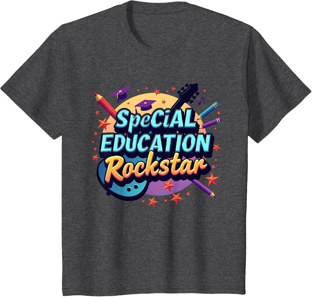Special Education Rockstar | SPED Teacher Gift T-Shirt - Dark Heather Grey