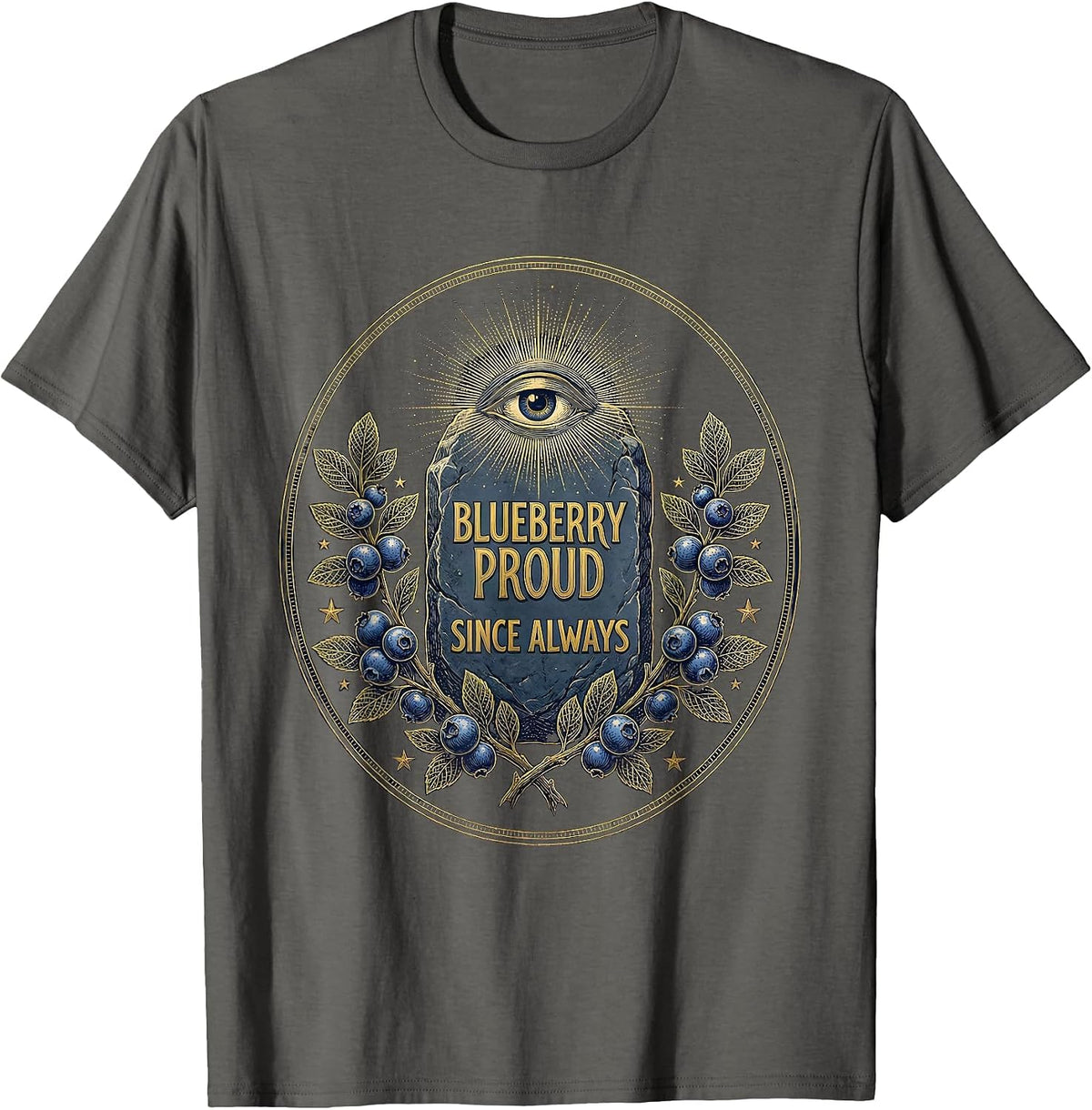 Blueberry Proud Since Always Red White Blue Design T-Shirt - Asphalt Grey