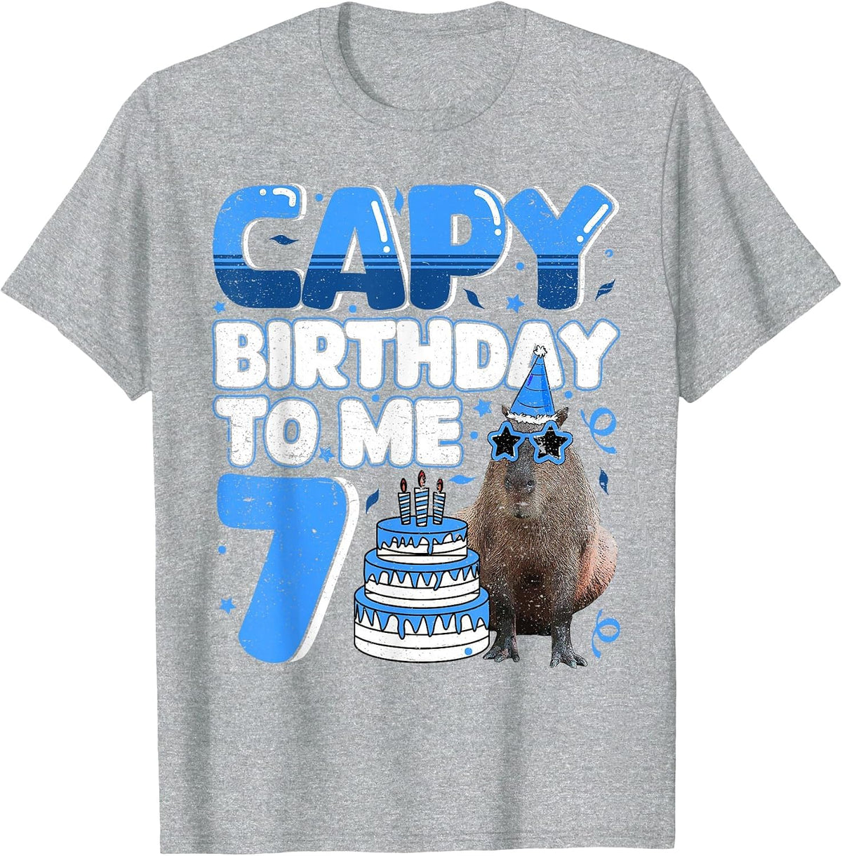7 Years Capy Birthday to me Capybara 7th Birthday T-Shirt - Heather Grey