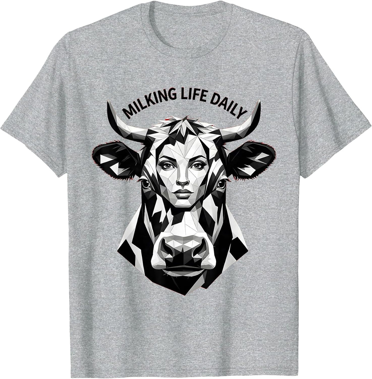 Men's Milking Life Daily Funny Cow Women Design T-Shirt - Heather Grey