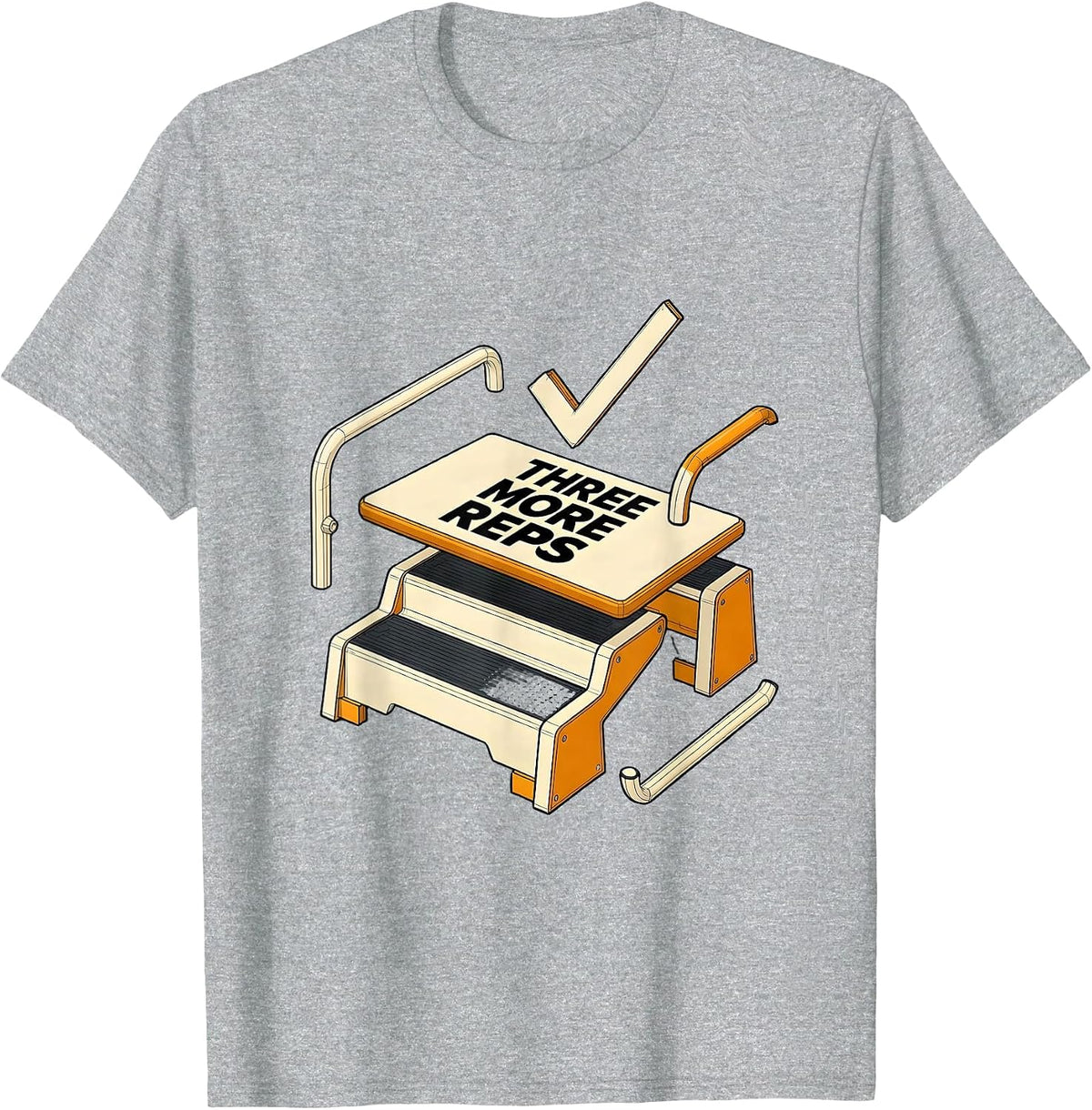 Men's Three More Reps Physical Therapy PT Humor Rehab T-Shirt - Heather Grey