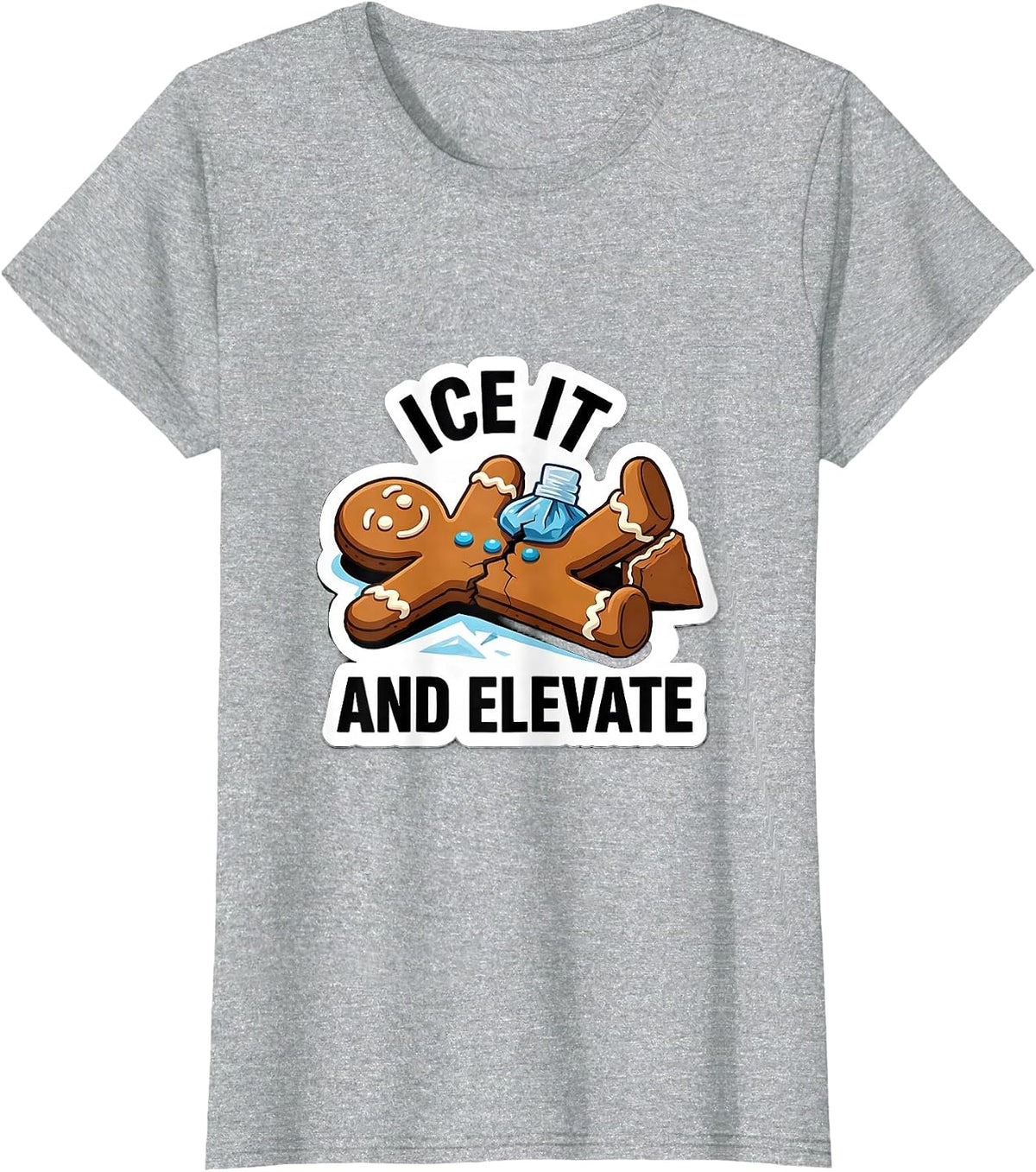Ice It And Elevate Funny Physical Therapist Gingerbread T-Shirt - Heather Grey