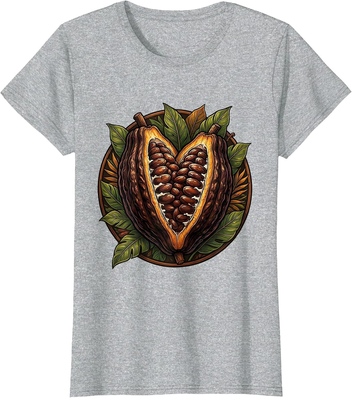 Venezuela Cacao Pod Split Open Seeds Illustration T-Shirt - Heather Grey