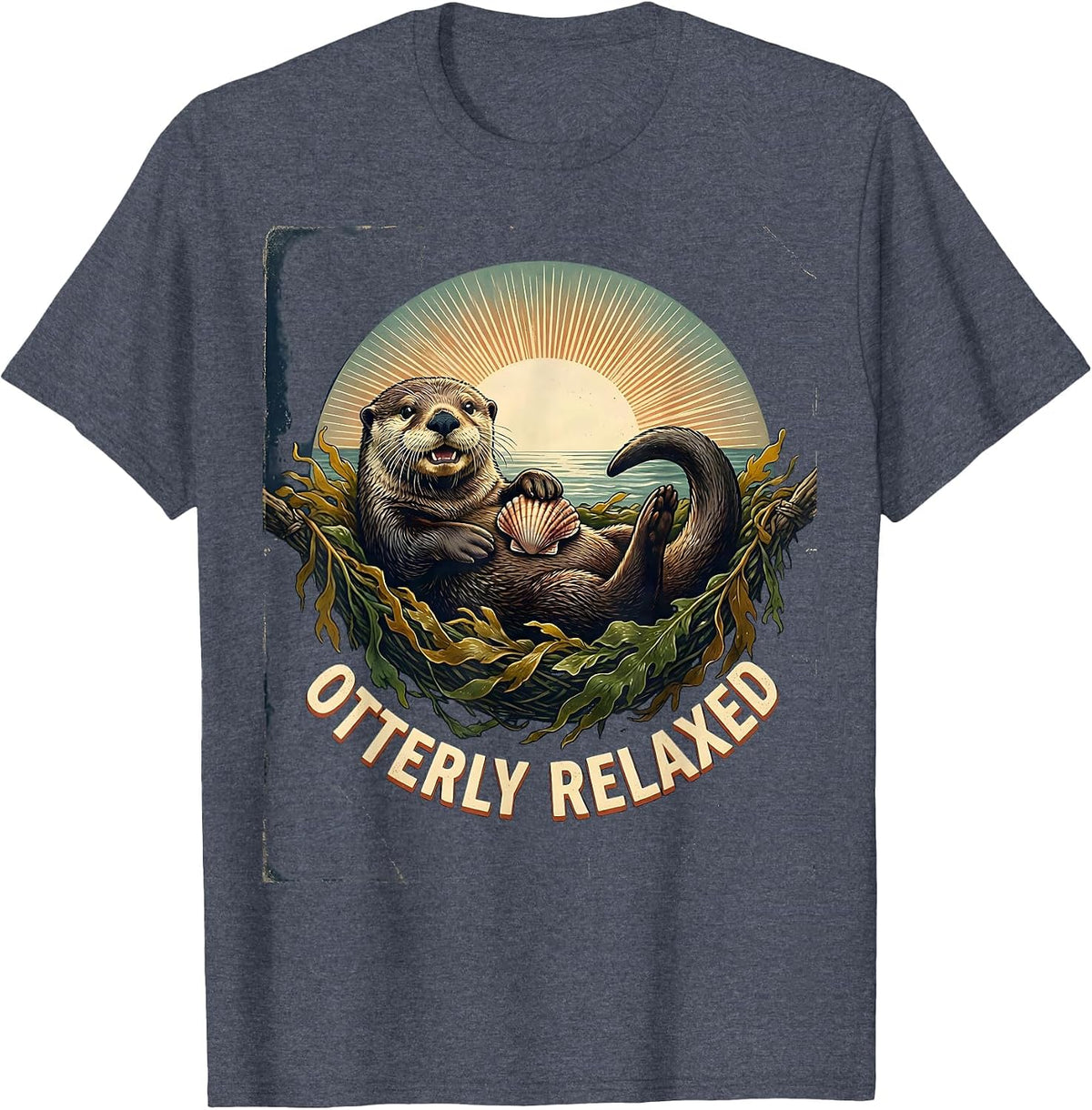 Otterly Relaxed Vintage Cute Otter Lover Humor Sea Animal T-Shirt - Heather Blue