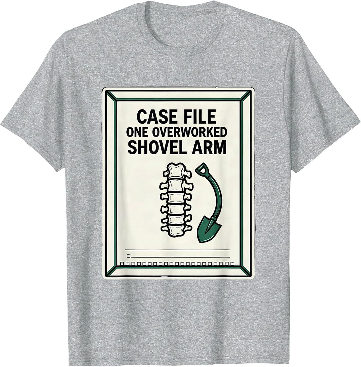 Men's Case File One Overworked Shovel Arm Funny Chiropractor T-Shirt - Heather Grey