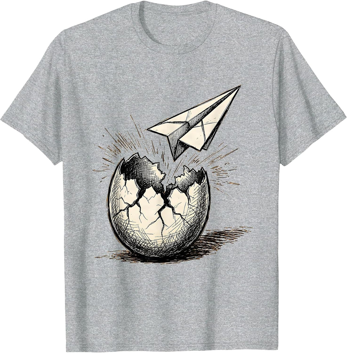 Men's Dyslexia Awareness Cracked Egg Paper Airplane T-Shirt - Heather Grey