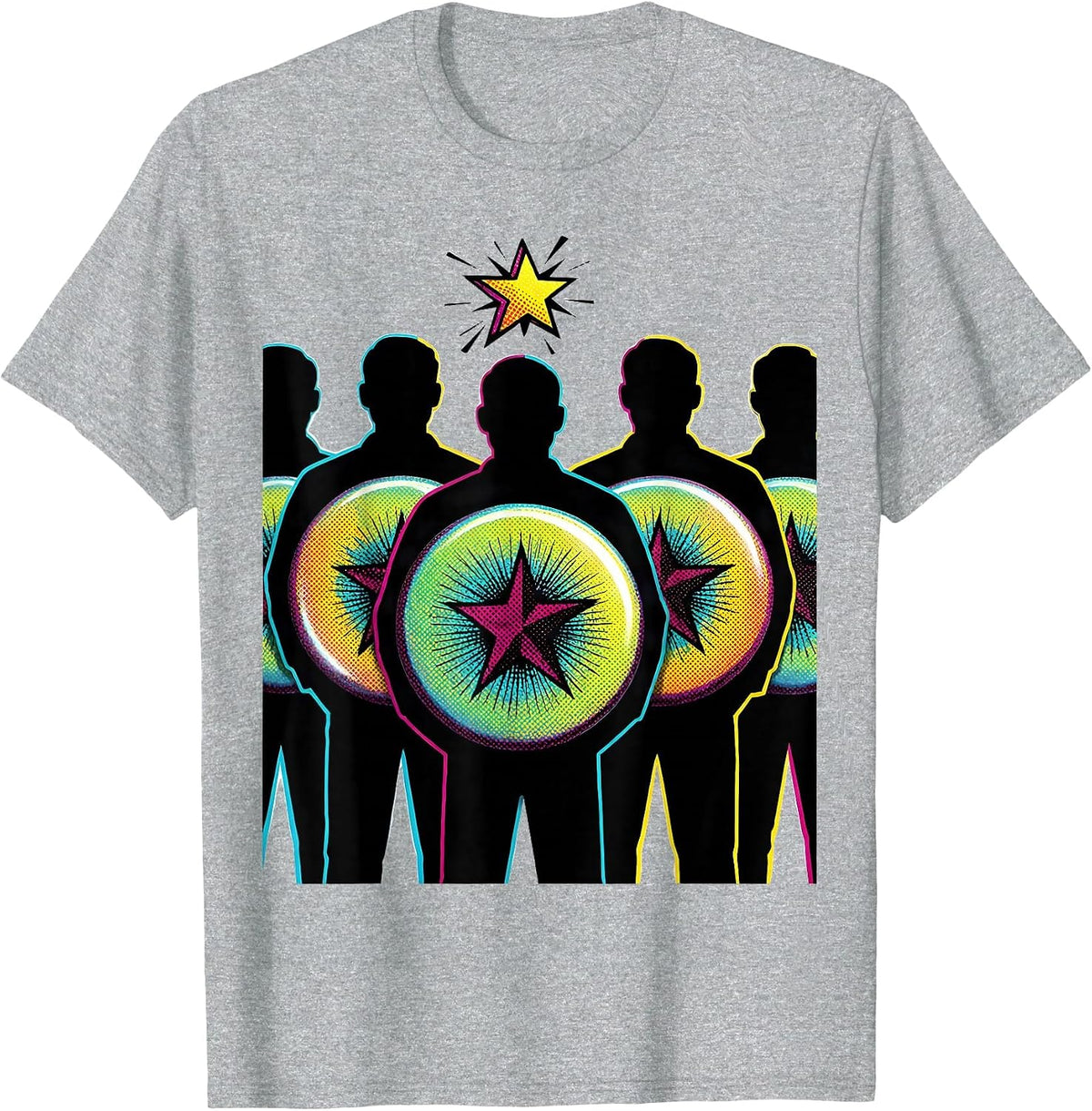 Men's Counselor Badges Pop Art School Counseling Appreciation Week T-Shirt - Heather Grey