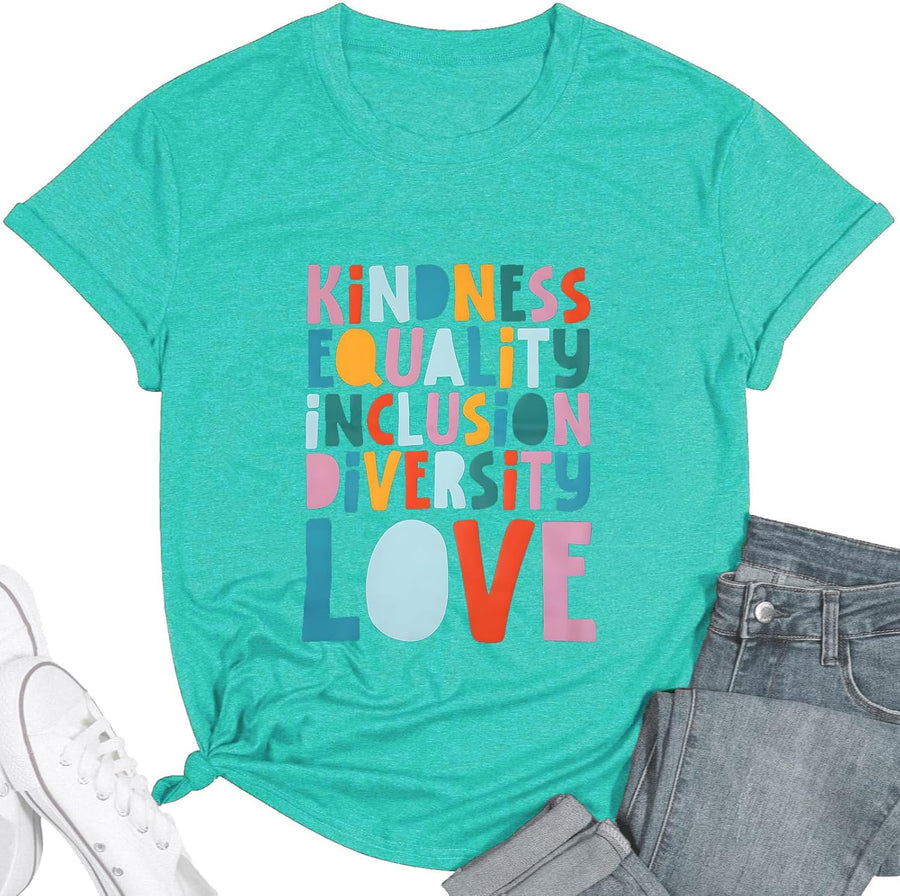 Teacher Shirt Women Inspirational Letter Print T-Shirt Special Education Teacher's Day Tee Tops - Cyan