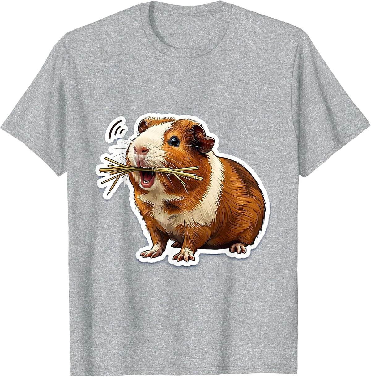 Men's Guinea Pig Hay Snack Funny Cavy Lover Sticker Style T-Shirt - Heather Grey