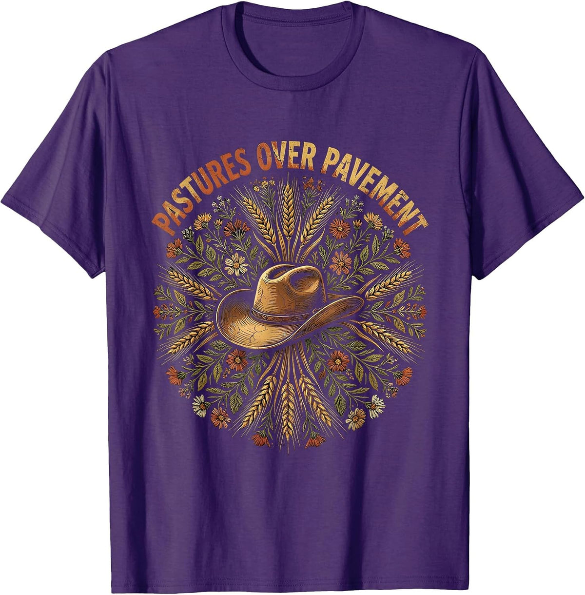 Men's Pastures Over Pavement Country Life Design T-Shirt - Purple