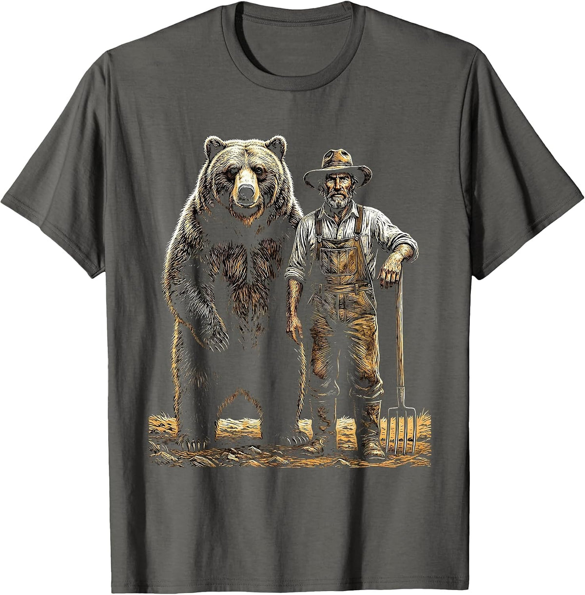 Men's We The People Bear and Farmer Illustration T-Shirt - Asphalt Grey