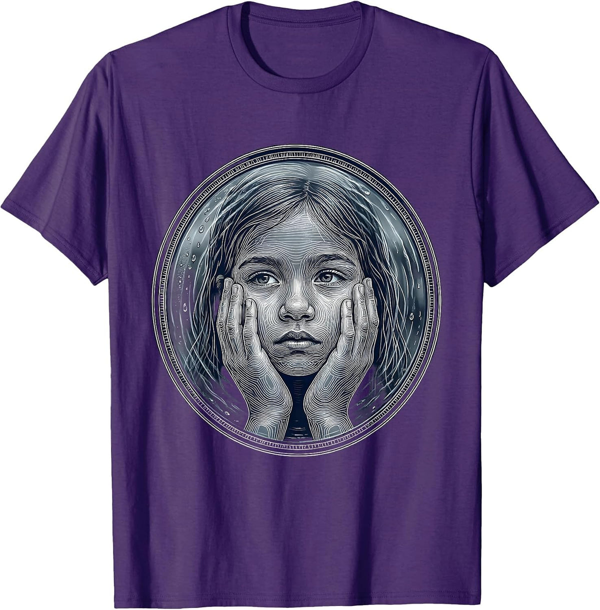 Autism Awareness Foggy Window Reflection Art T-Shirt - Purple