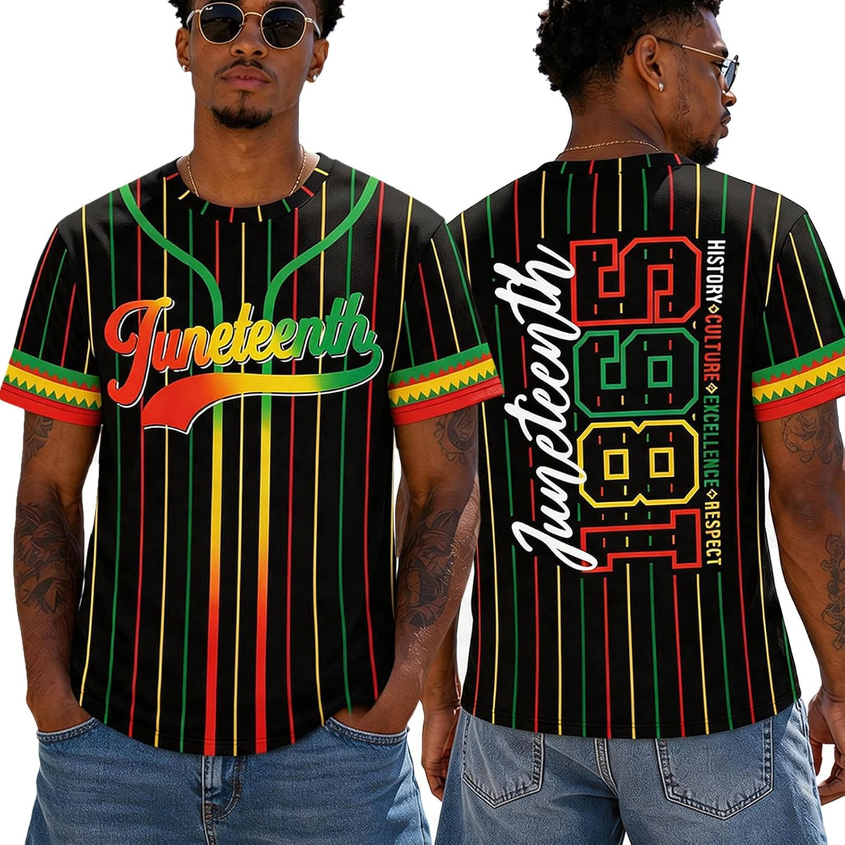 Juneteenth Freedom T-Shirt Short Sleeve Crewneck Shirt - Black-03