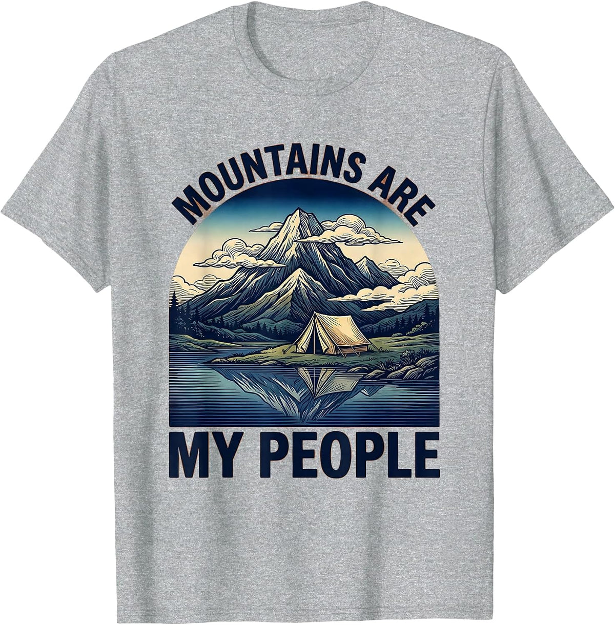 Men's Mountains Are My People Camping Design T-Shirt - Heather Grey