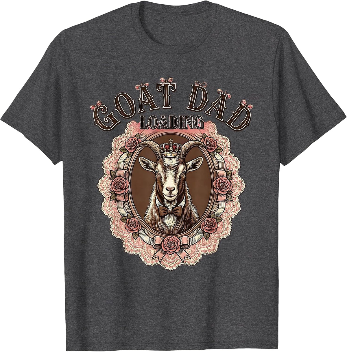 Men's Goat Dad Loading Funny Goat Parent Design T-Shirt - Dark Heather Grey