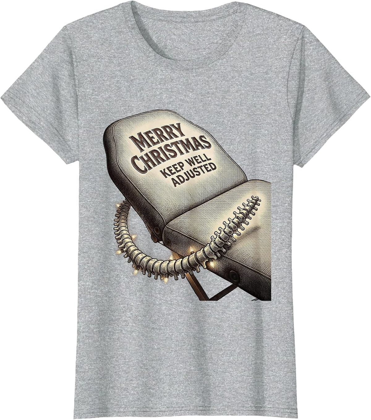 Merry Christmas, Keep Well Adjusted Funny Chiropractor Gift T-Shirt - Heather Grey