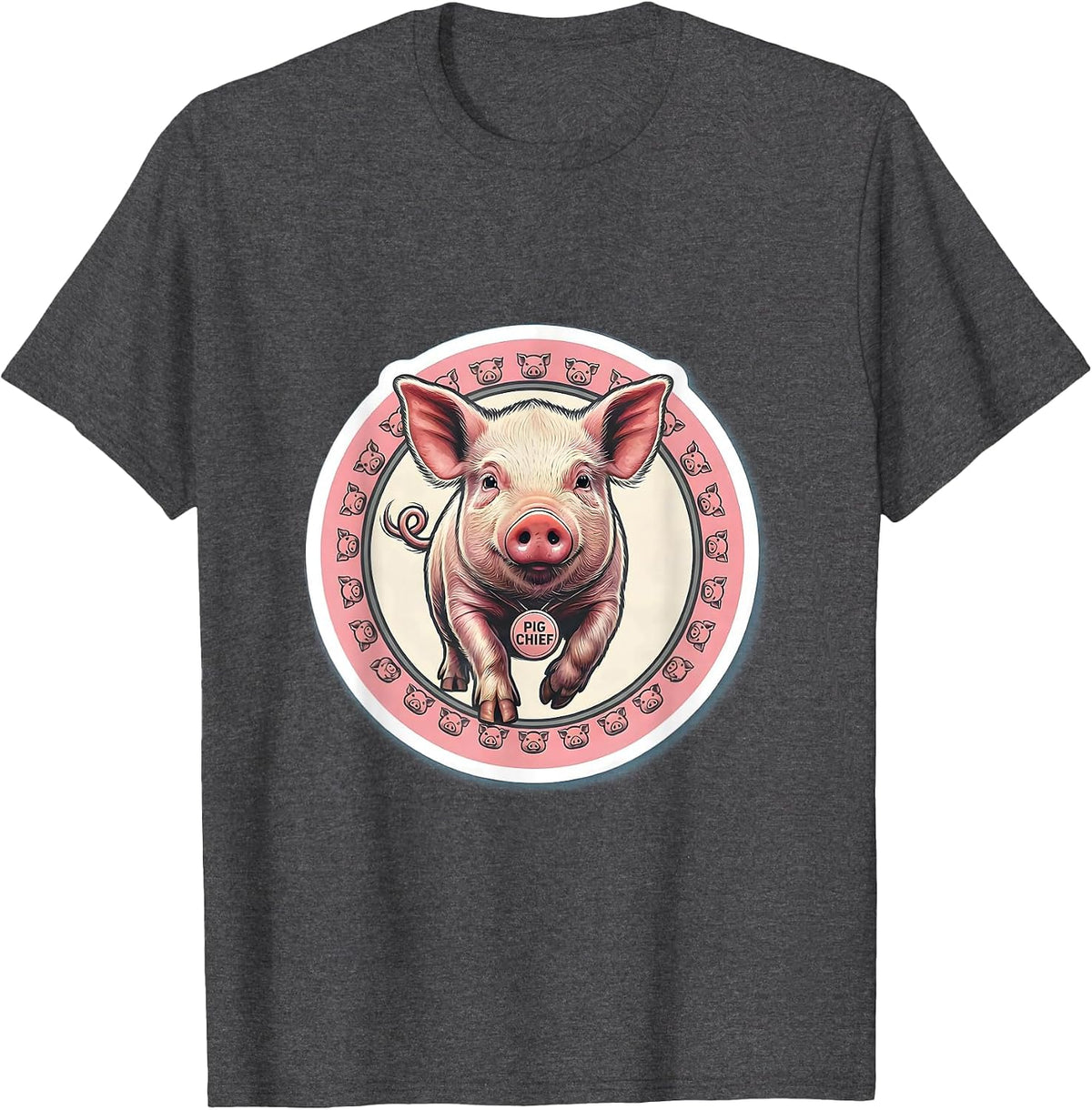 Men's Pig Chief Funny Pig Lover Halloween Costume Humor T-Shirt - Dark Heather Grey
