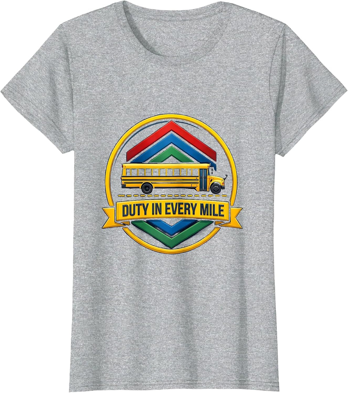 Duty In Every Mile School Bus Driver Appreciation Retro T-Shirt - Heather Grey