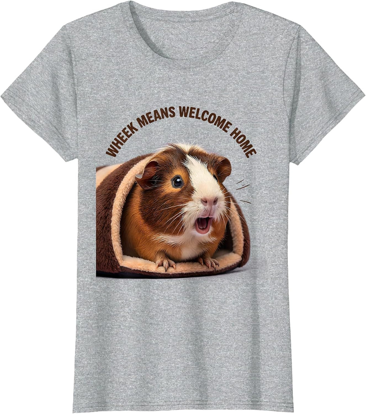 Women's Wheek Means Welcome Home Cute Kawaii Guinea Pig Pet Lover T-Shirt - Heather Grey