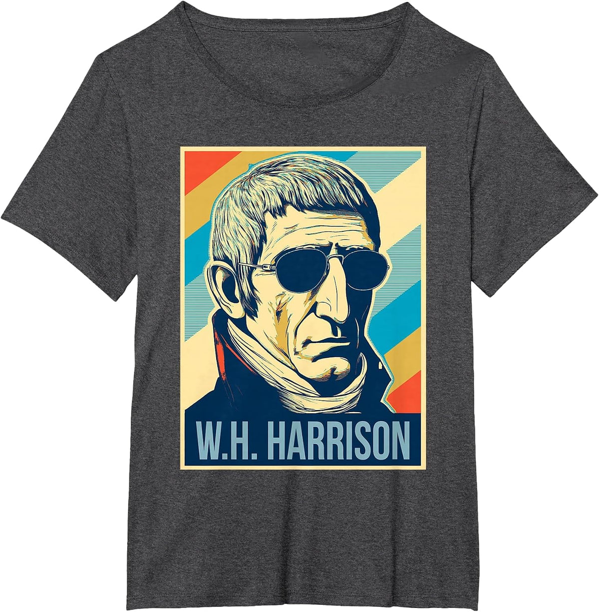 4th of July William Henry Harrison President Retro Patriotic T-Shirt - Dark Heather Grey