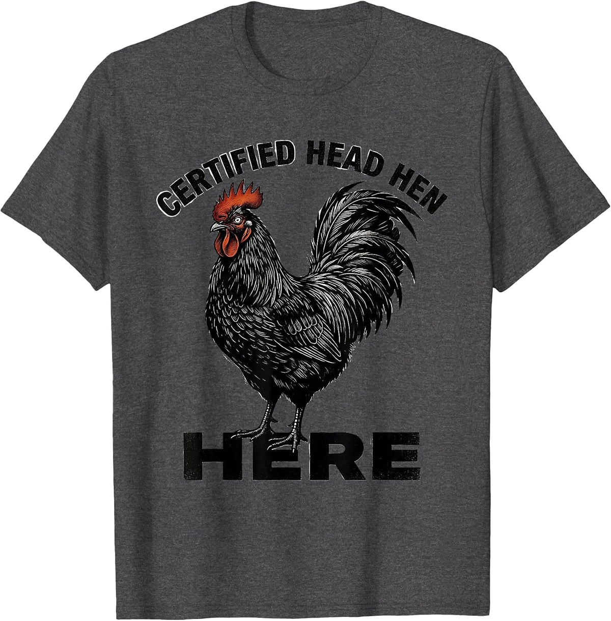 Men's Certified Head Hen Chicken Lover Design T-Shirt - Dark Heather Grey