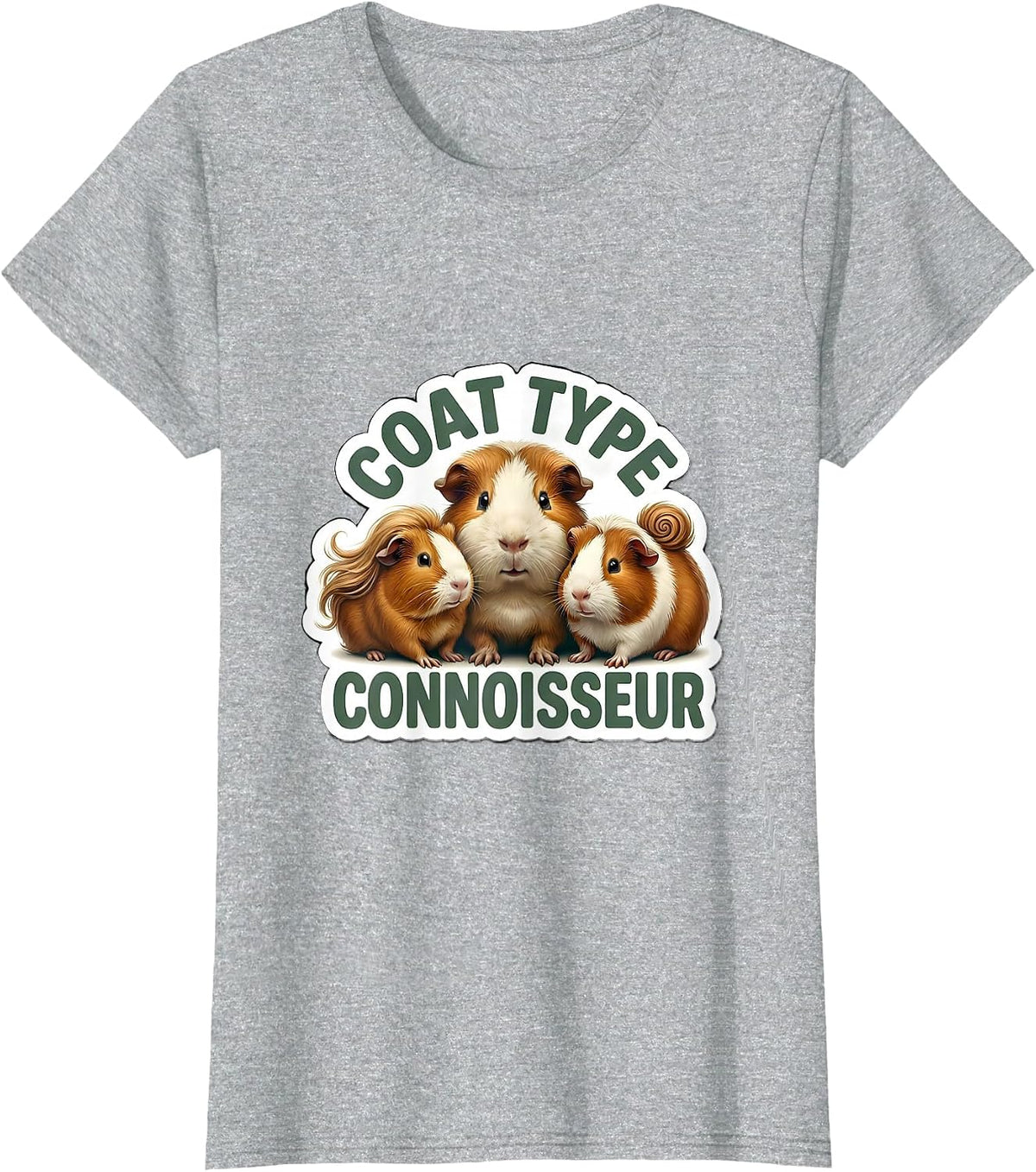 Coat Type Connoisseur Funny Guinea Pig Lover Pet Pig Humor T-Shirt - Heather Grey