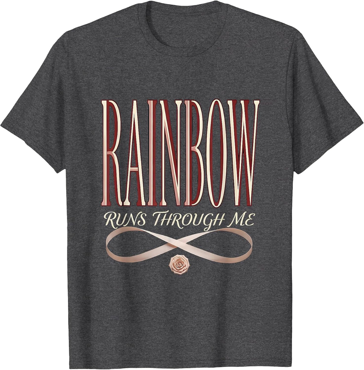 Men's Rainbow Runs Through Me Pride Graphic Design T-Shirt - Dark Heather Grey