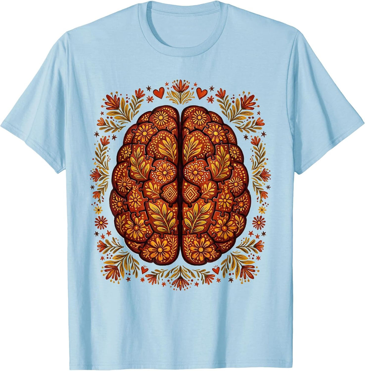 Men's Special Education Puzzle Brain Graphic Design T-Shirt - Baby Blue