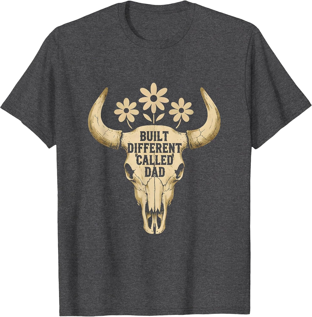 Men's Built Different Called Dad Graphic Design T-Shirt - Dark Heather Grey