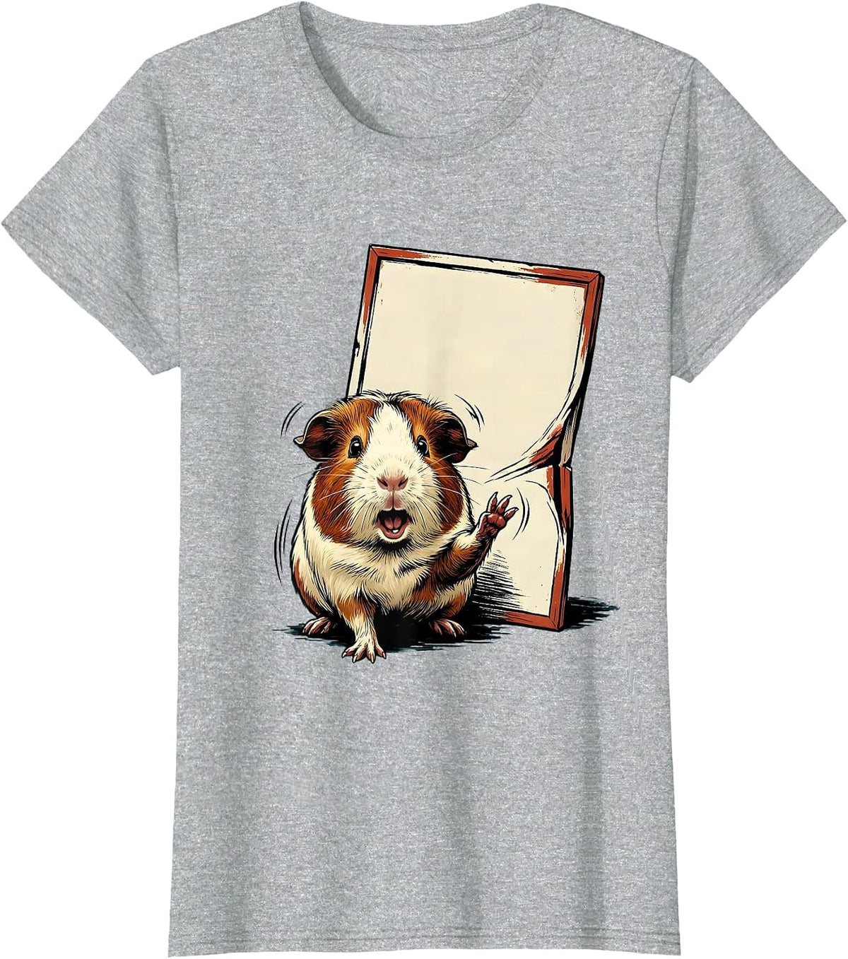 Women's Guinea Pig Showcard Sign Cavy Lover Humor T-Shirt - Heather Grey