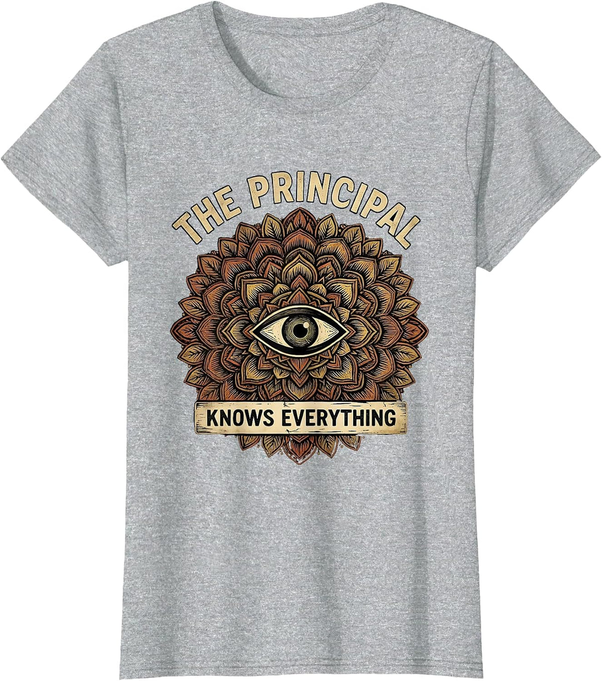 The Principal Knows Everything School Design T-Shirt - Heather Grey