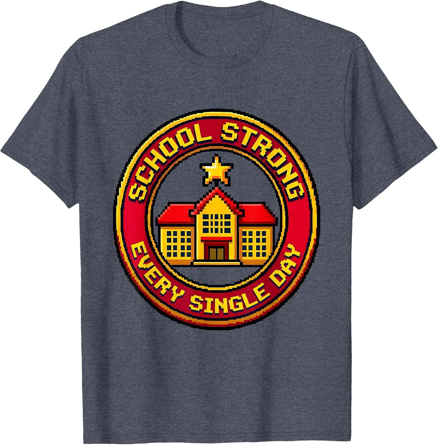 School Strong Every Single Day Principal Design T-Shirt - Heather Blue