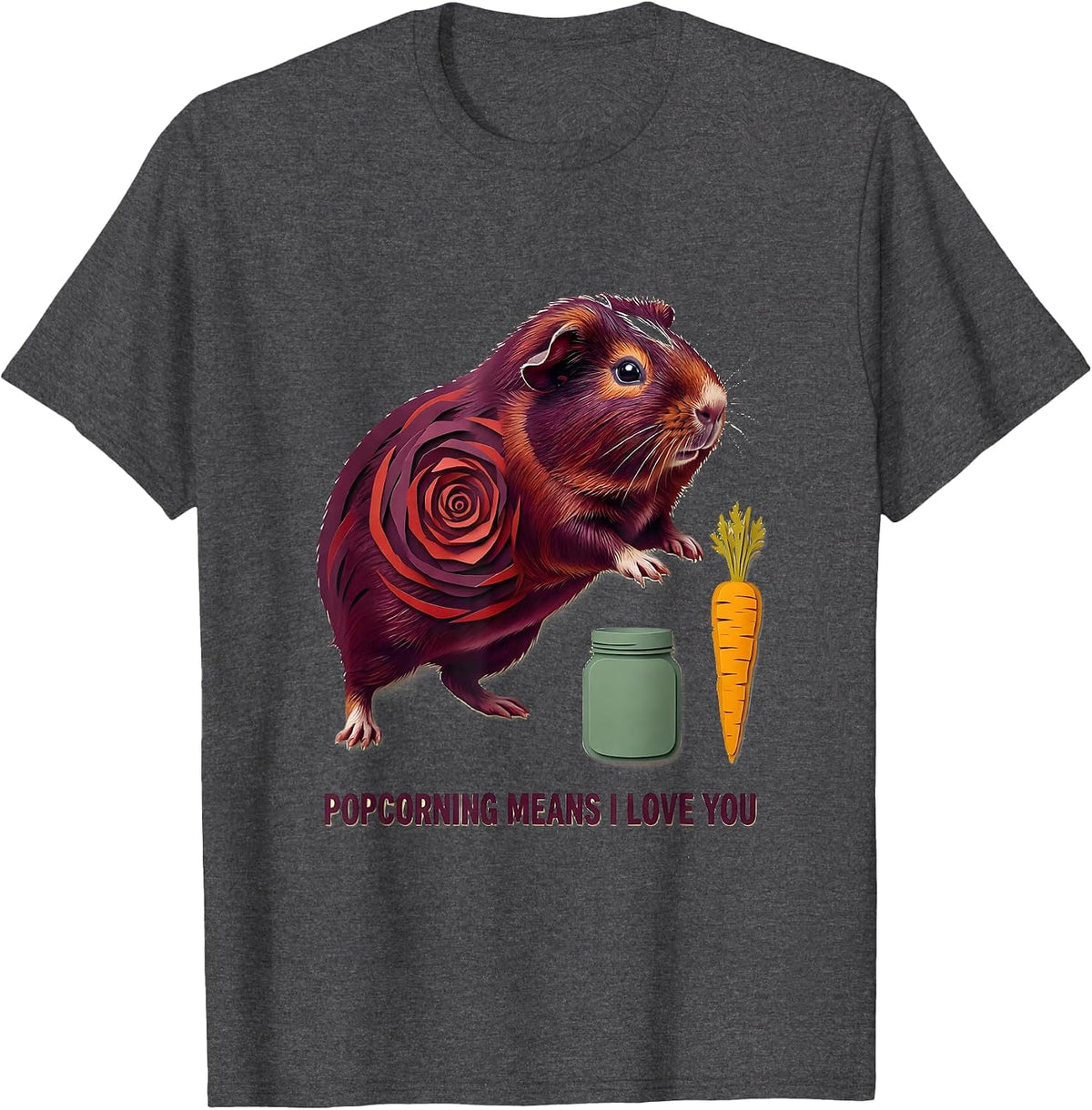 Men's Popcorning Means I Love You Funny Guinea Pig Lover Pet Pig T-Shirt - Dark Heather Grey