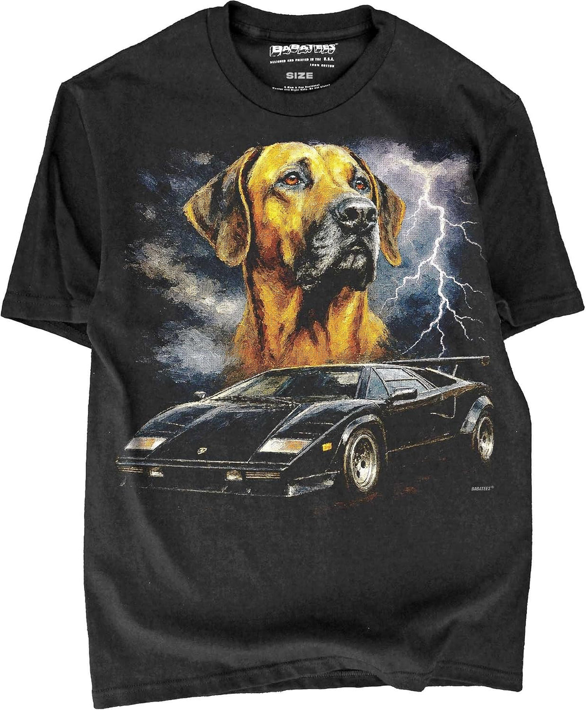BABATEES Rhodesian Ridgeback - U.S.A. Brand Cotton Black Tshirt - Rhodesian Ridgeback 11h