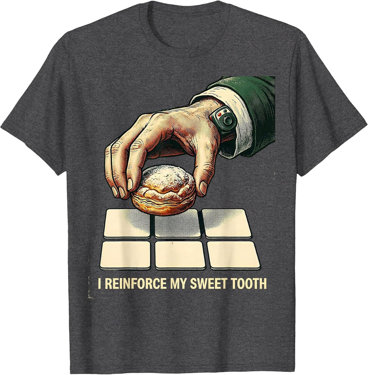 I Reinforce My Sweet Tooth Vintage ABA RBT Behavior T-Shirt - Dark Heather Grey
