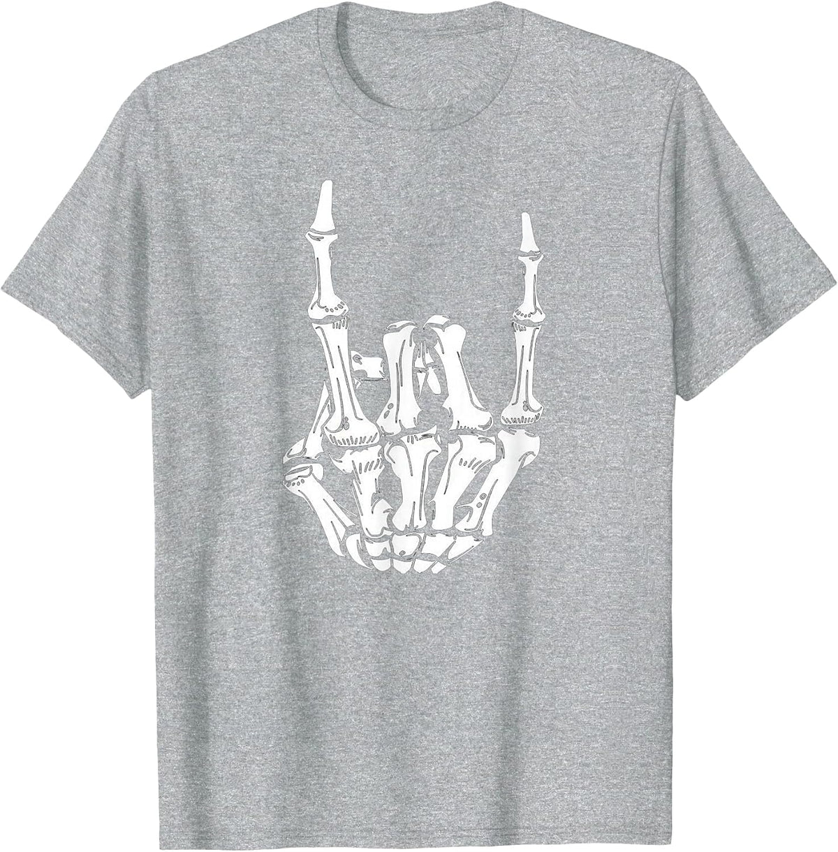 Trendy Rocker Skeleton Hand Rock On Funny Halloween Costume T-Shirt - Heather Grey