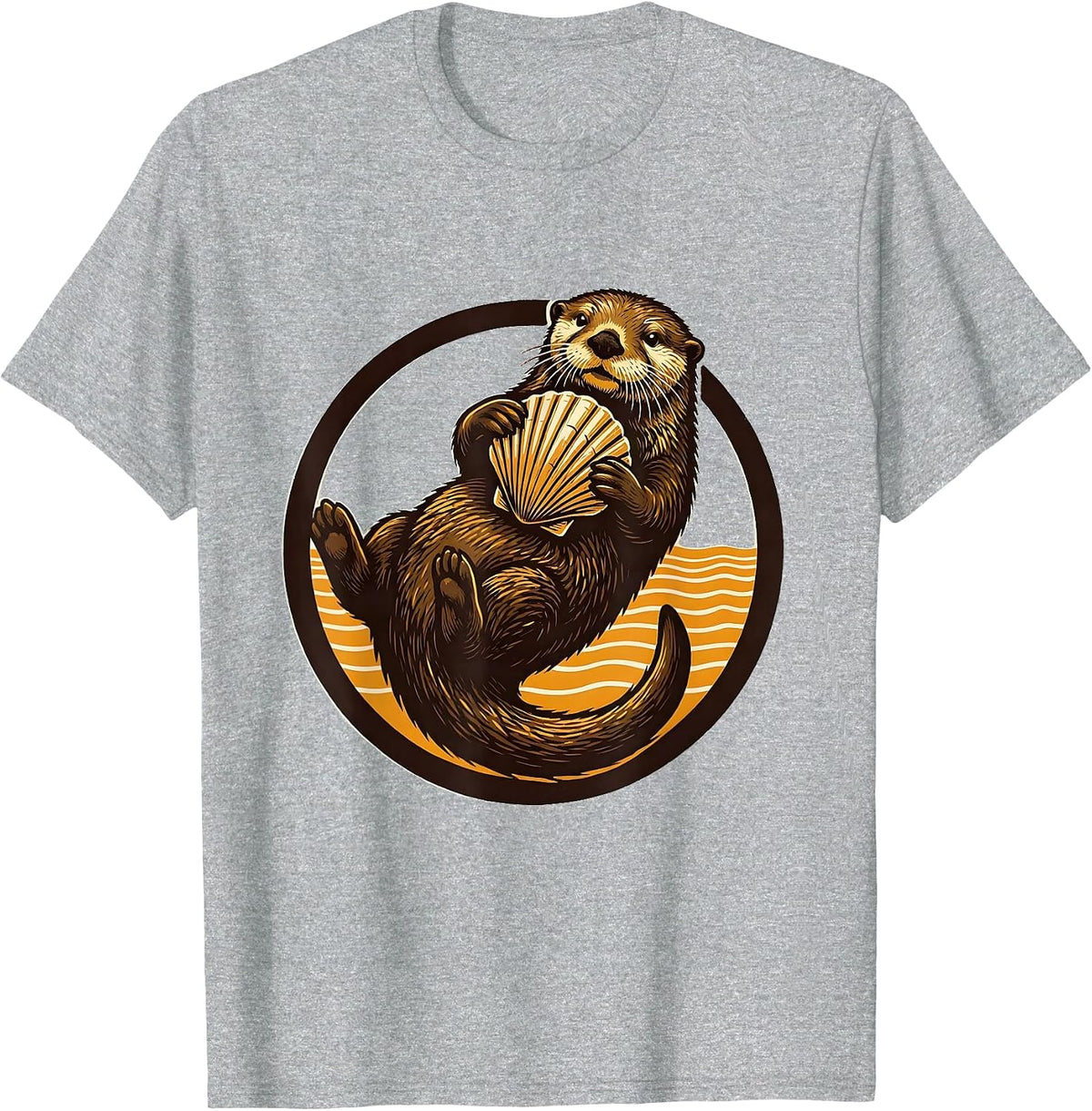 Men's Sealed Sea Otter Wood Type Letterpress Otter Lover Humor T-Shirt - Heather Grey