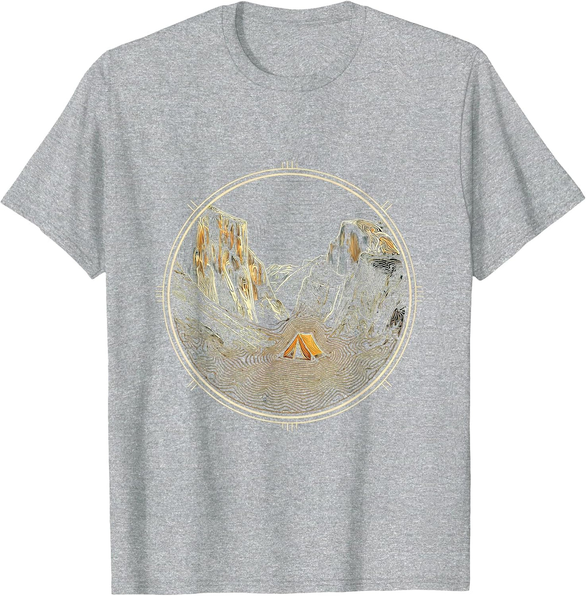 Men's Yosemite Glowing Tent Starry Night Sky Camping T-Shirt - Heather Grey