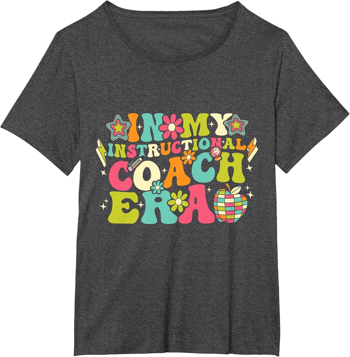 in My Instructional Coach Era Groovy Back to School T-Shirt - Dark Heather Grey