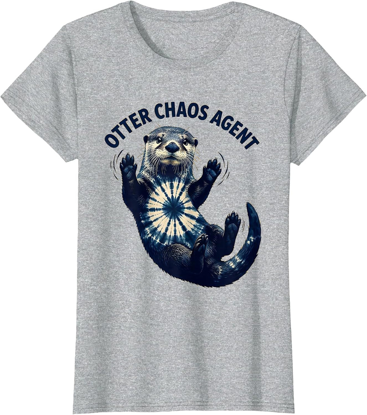 Women's Otter Chaos Agent Funny Sea Otter Design T-Shirt - Heather Grey