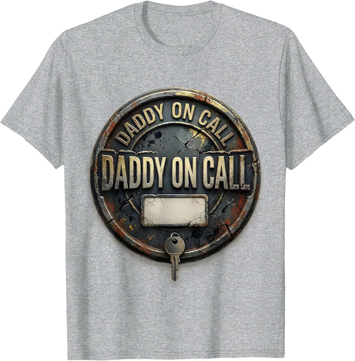 Men's Daddy On Call Distressed Funny Dad Humor T-Shirt - Heather Grey