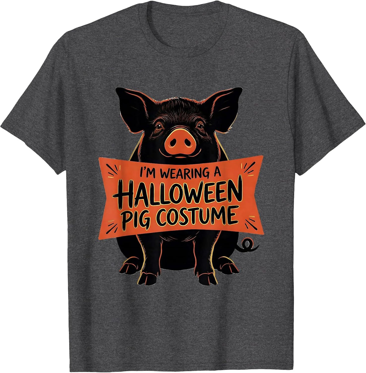 Men's I'm Wearing A Halloween Pig Costume Funny Pig Lover Matching T-Shirt - Dark Heather Grey