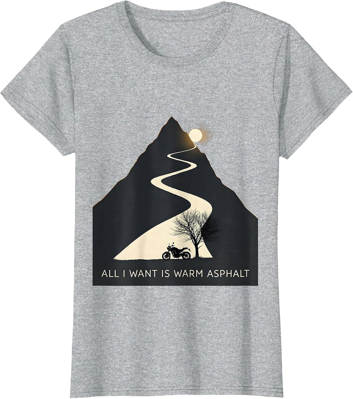 All I Want Is Warm Asphalt Funny Santa Motorcycle Biker T-Shirt - Heather Grey