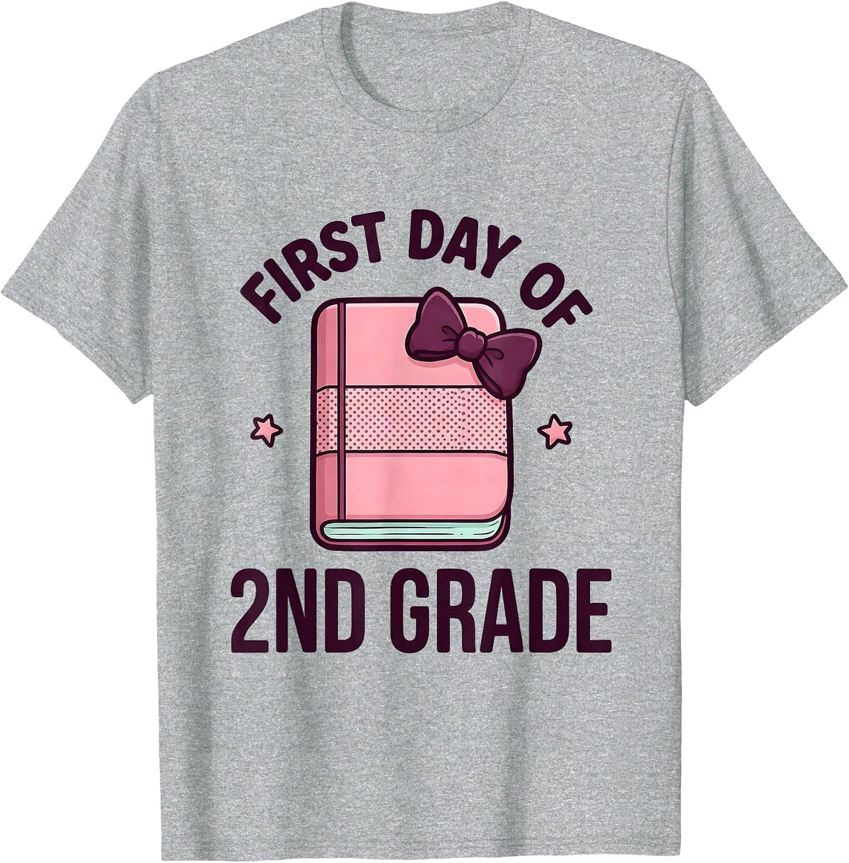Men's First Day Of 2nd Grade Cute Kawaii Coquette Bow Back T-Shirt - Heather Grey