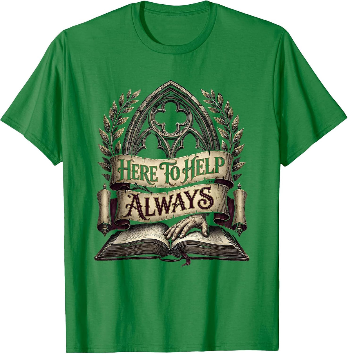 Men's Here To Help Always School Counselor Design T-Shirt - Kelly Green